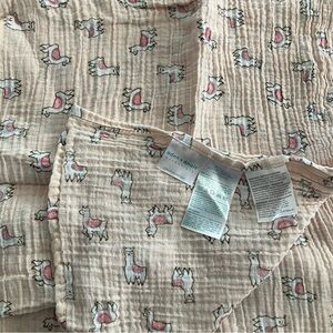 aden + anais Llama Print Muslin Swaddle in Pink and Cream Baby Blanket